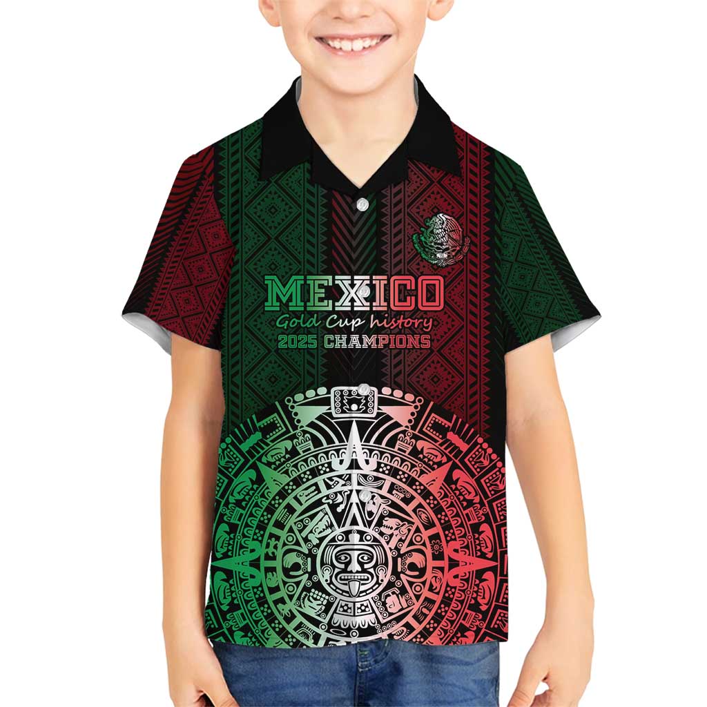 Mexico Football Custom Family Matching Long Sleeve Bodycon Dress and Hawaiian Shirt Mexico's Make History 2025 Flag Style - Wonder Print Shop
