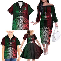 Mexico Football Custom Family Matching Off The Shoulder Long Sleeve Dress and Hawaiian Shirt Mexico's Make History 2025 Flag Style - Wonder Print Shop