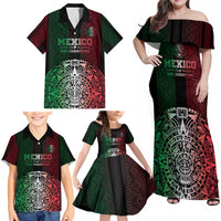 Mexico Football Custom Family Matching Off Shoulder Maxi Dress and Hawaiian Shirt Mexico's Make History 2025 Flag Style - Wonder Print Shop