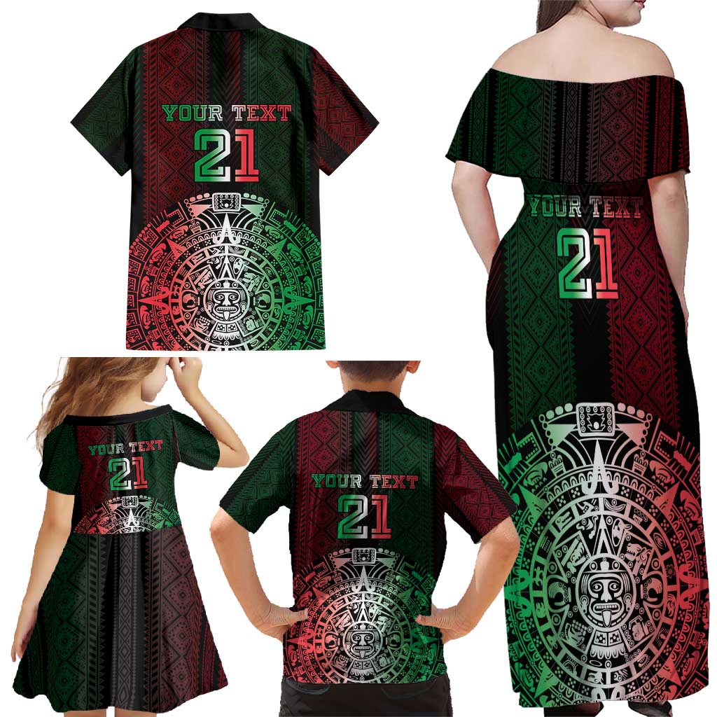 Mexico Football Custom Family Matching Off Shoulder Maxi Dress and Hawaiian Shirt Mexico's Make History 2025 Flag Style - Wonder Print Shop