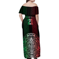 Mexico Football Custom Family Matching Off Shoulder Maxi Dress and Hawaiian Shirt Mexico's Make History 2025 Flag Style - Wonder Print Shop