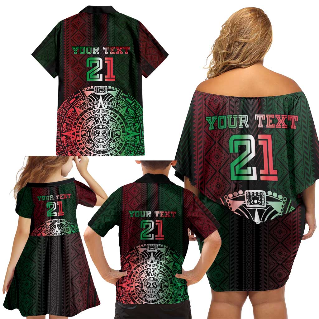 Mexico Football Custom Family Matching Off Shoulder Short Dress and Hawaiian Shirt Mexico's Make History 2025 Flag Style - Wonder Print Shop