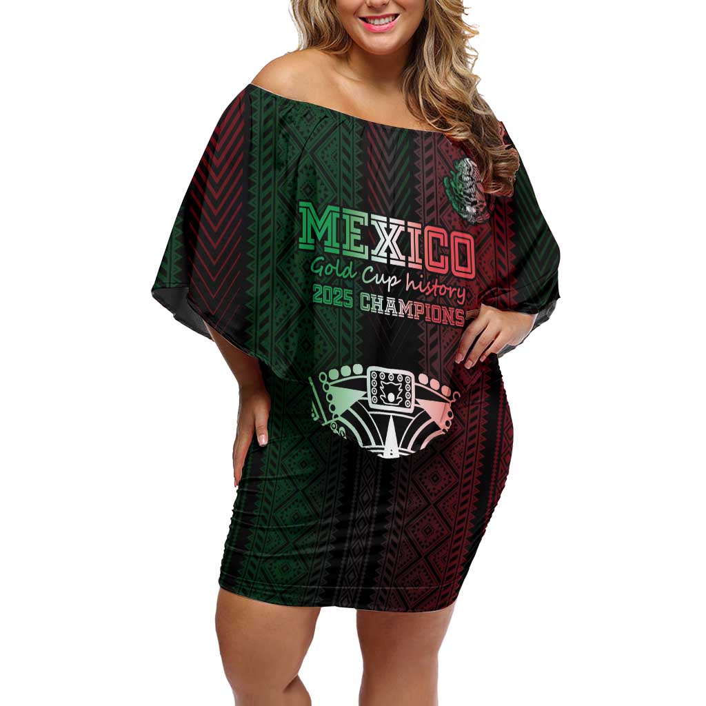 Mexico Football Custom Family Matching Off Shoulder Short Dress and Hawaiian Shirt Mexico's Make History 2025 Flag Style - Wonder Print Shop