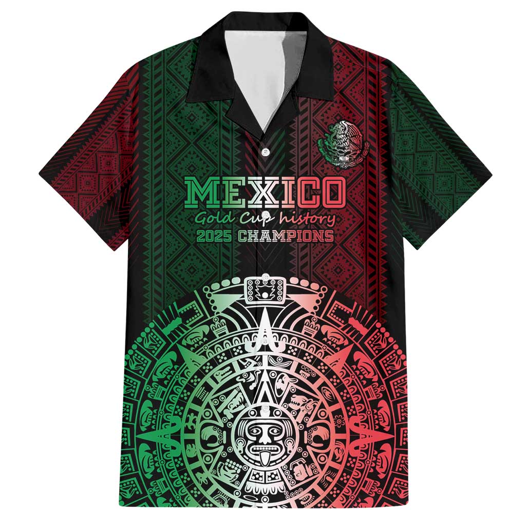 Mexico Football Custom Family Matching Short Sleeve Bodycon Dress and Hawaiian Shirt Mexico's Make History 2025 Flag Style - Wonder Print Shop