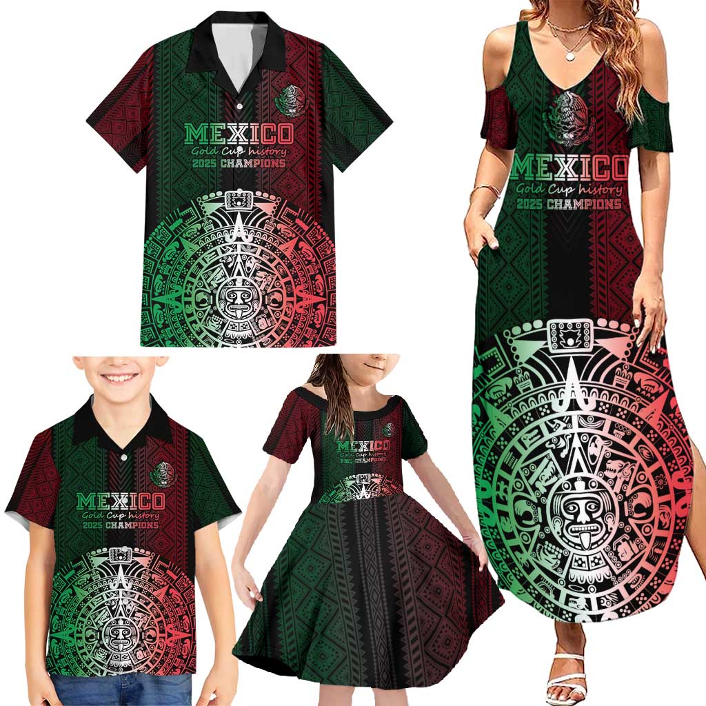 Mexico Football Custom Family Matching Summer Maxi Dress and Hawaiian Shirt Mexico's Make History 2025 Flag Style - Wonder Print Shop