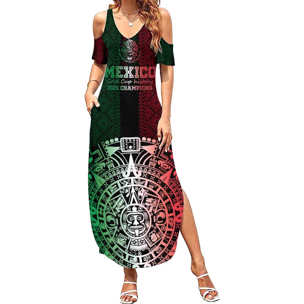 Mexico Football Custom Family Matching Summer Maxi Dress and Hawaiian Shirt Mexico's Make History 2025 Flag Style - Wonder Print Shop