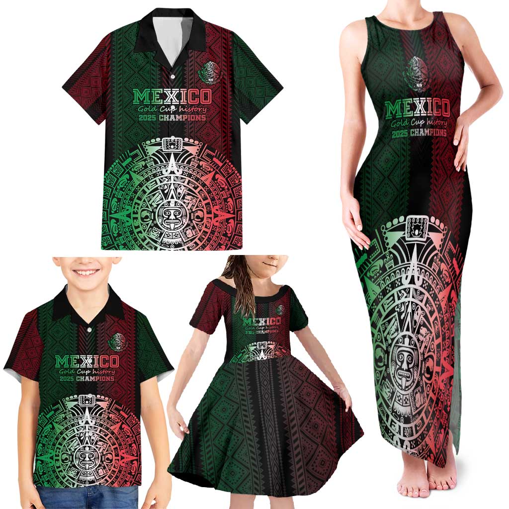 Mexico Football Custom Family Matching Tank Maxi Dress and Hawaiian Shirt Mexico's Make History 2025 Flag Style - Wonder Print Shop