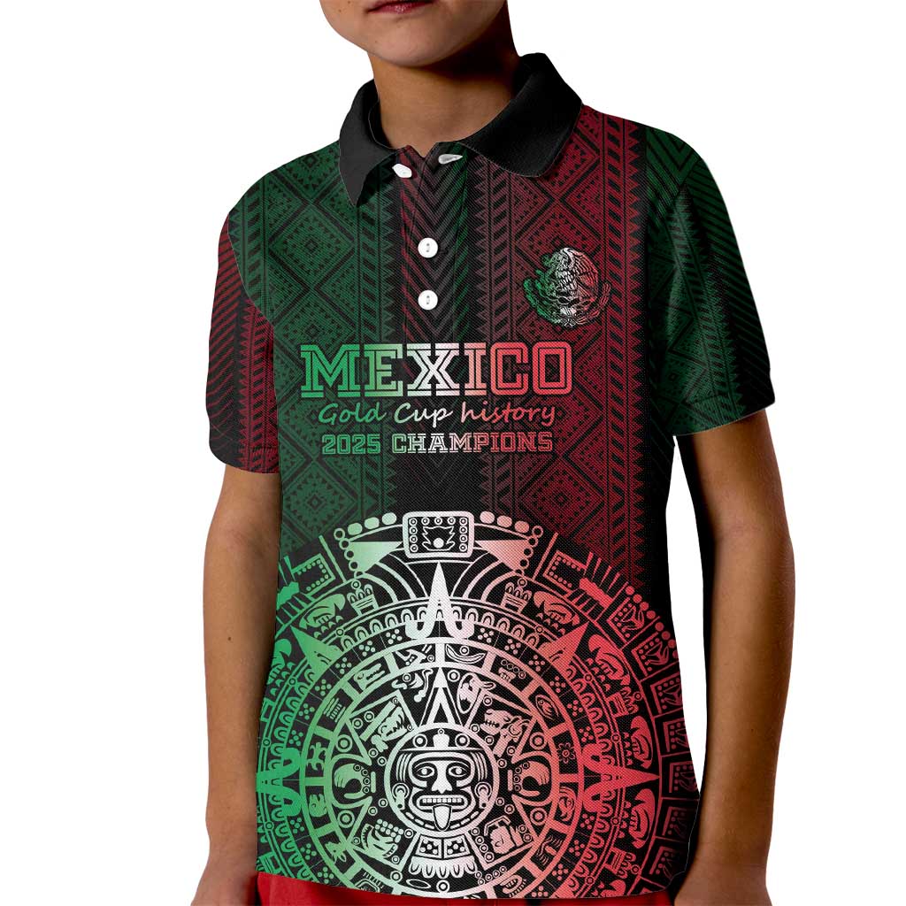 Mexico Football Custom Kid Polo Shirt Mexico's Make History 2025 Flag Style - Wonder Print Shop