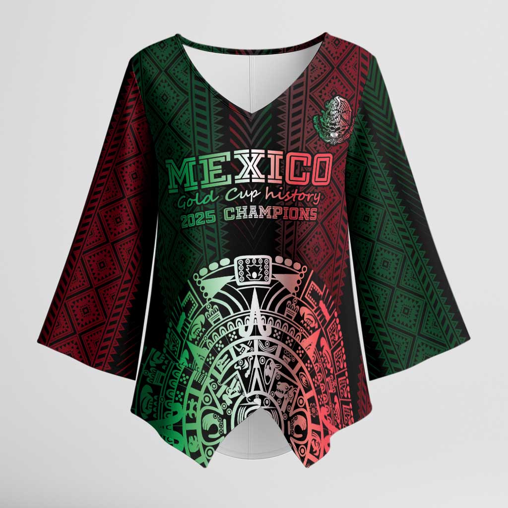 Mexico Football Custom Kimono Sleeve Blouse Mexico's Make History 2025 Flag Style - Wonder Print Shop