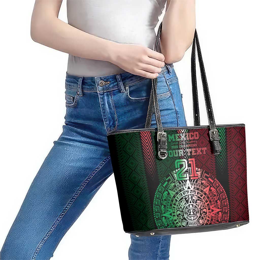 Mexico Football Custom Leather Tote Bag Mexico's Make History 2025 Flag Style - Wonder Print Shop