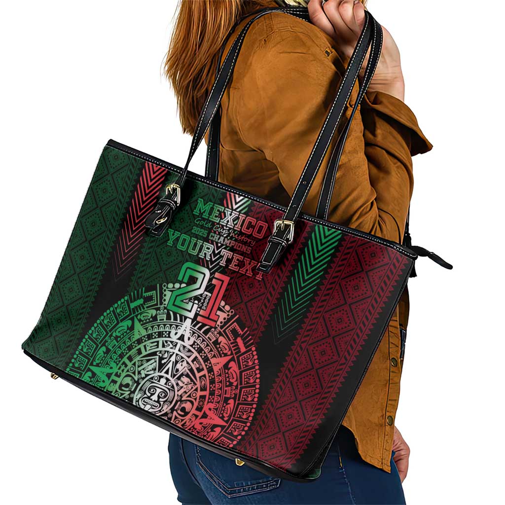 Mexico Football Custom Leather Tote Bag Mexico's Make History 2025 Flag Style - Wonder Print Shop