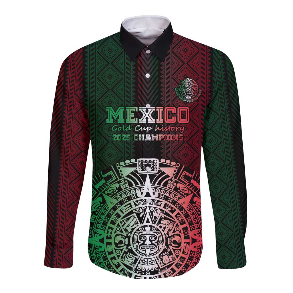Mexico Football Custom Long Sleeve Button Shirt Mexico's Make History 2025 Flag Style - Wonder Print Shop