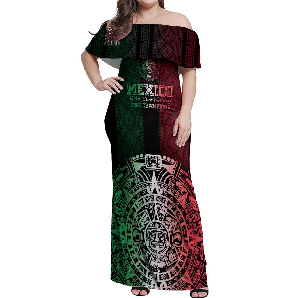 Mexico Football Custom Off Shoulder Maxi Dress Mexico's Make History 2025 Flag Style - Wonder Print Shop