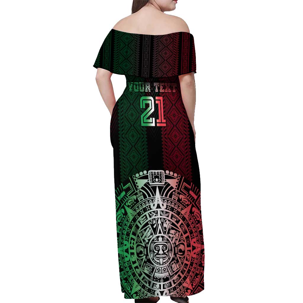 Mexico Football Custom Off Shoulder Maxi Dress Mexico's Make History 2025 Flag Style - Wonder Print Shop