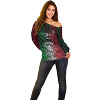Mexico Football Custom Off Shoulder Sweater Mexico's Make History 2025 Flag Style - Wonder Print Shop