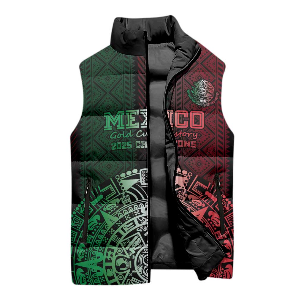 Mexico Football Custom Sleeveless Puffer Jacket Mexico's Make History 2025 Flag Style - Wonder Print Shop