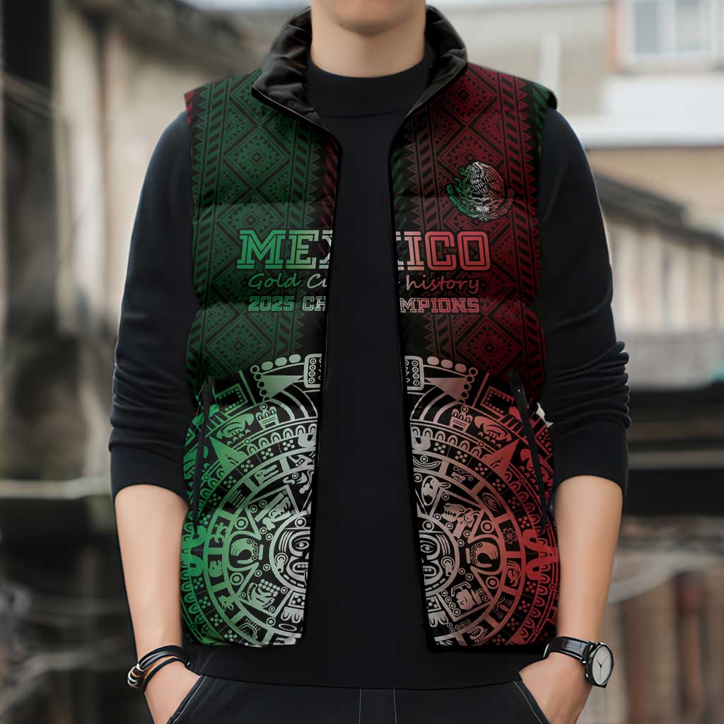 Mexico Football Custom Sleeveless Puffer Jacket Mexico's Make History 2025 Flag Style - Wonder Print Shop