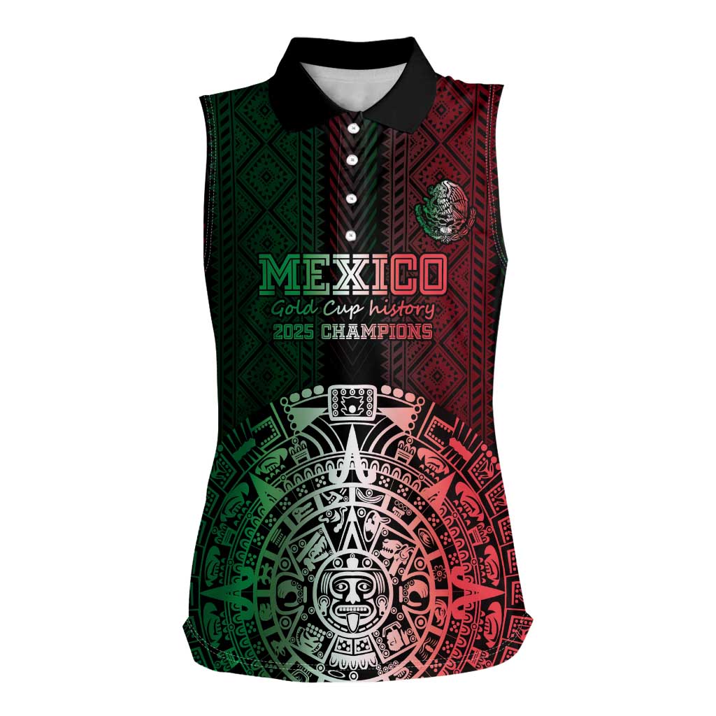 Mexico Football Custom Women Sleeveless Polo Shirt Mexico's Make History 2025 Flag Style - Wonder Print Shop