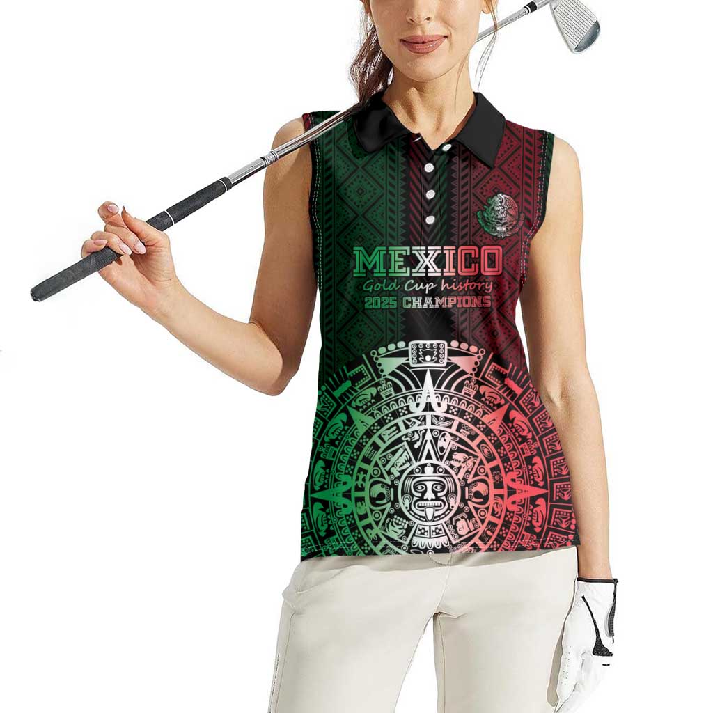 Mexico Football Custom Women Sleeveless Polo Shirt Mexico's Make History 2025 Flag Style - Wonder Print Shop