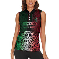Mexico Football Custom Women Sleeveless Polo Shirt Mexico's Make History 2025 Flag Style - Wonder Print Shop