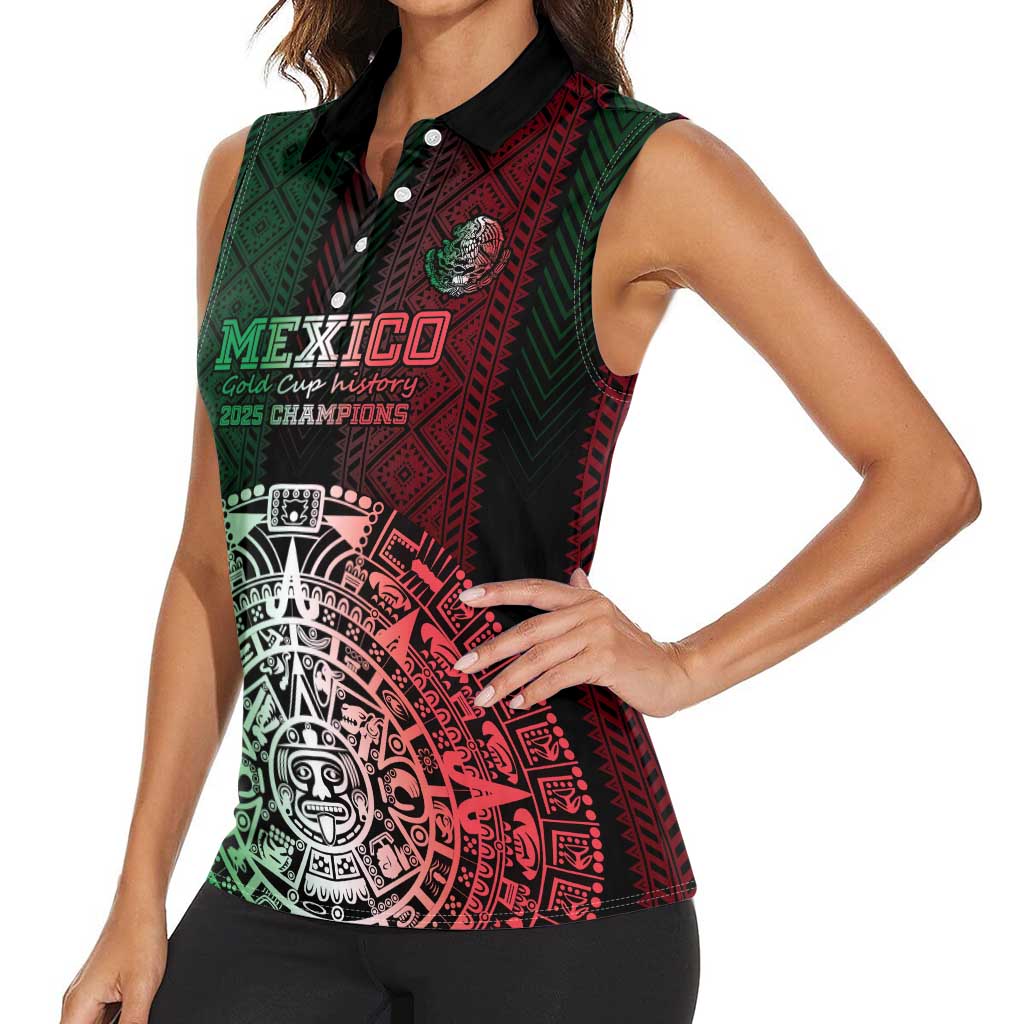 Mexico Football Custom Women Sleeveless Polo Shirt Mexico's Make History 2025 Flag Style - Wonder Print Shop