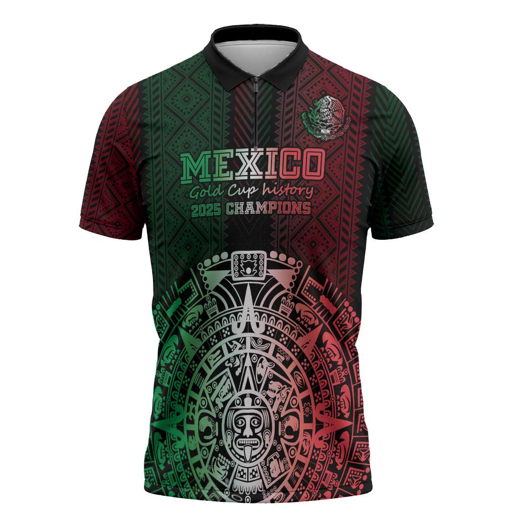 Mexico Football Custom Zipper Polo Shirt Mexico's Make History 2025 Flag Style - Wonder Print Shop