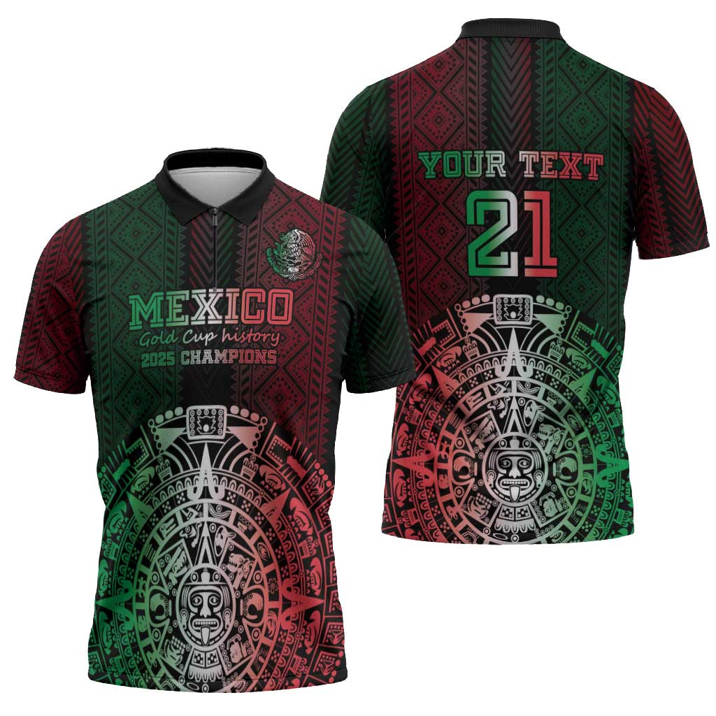 Mexico Football Custom Zipper Polo Shirt Mexico's Make History 2025 Flag Style - Wonder Print Shop