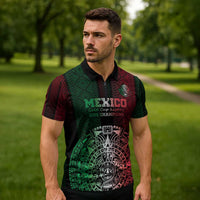 Mexico Football Custom Zipper Polo Shirt Mexico's Make History 2025 Flag Style - Wonder Print Shop
