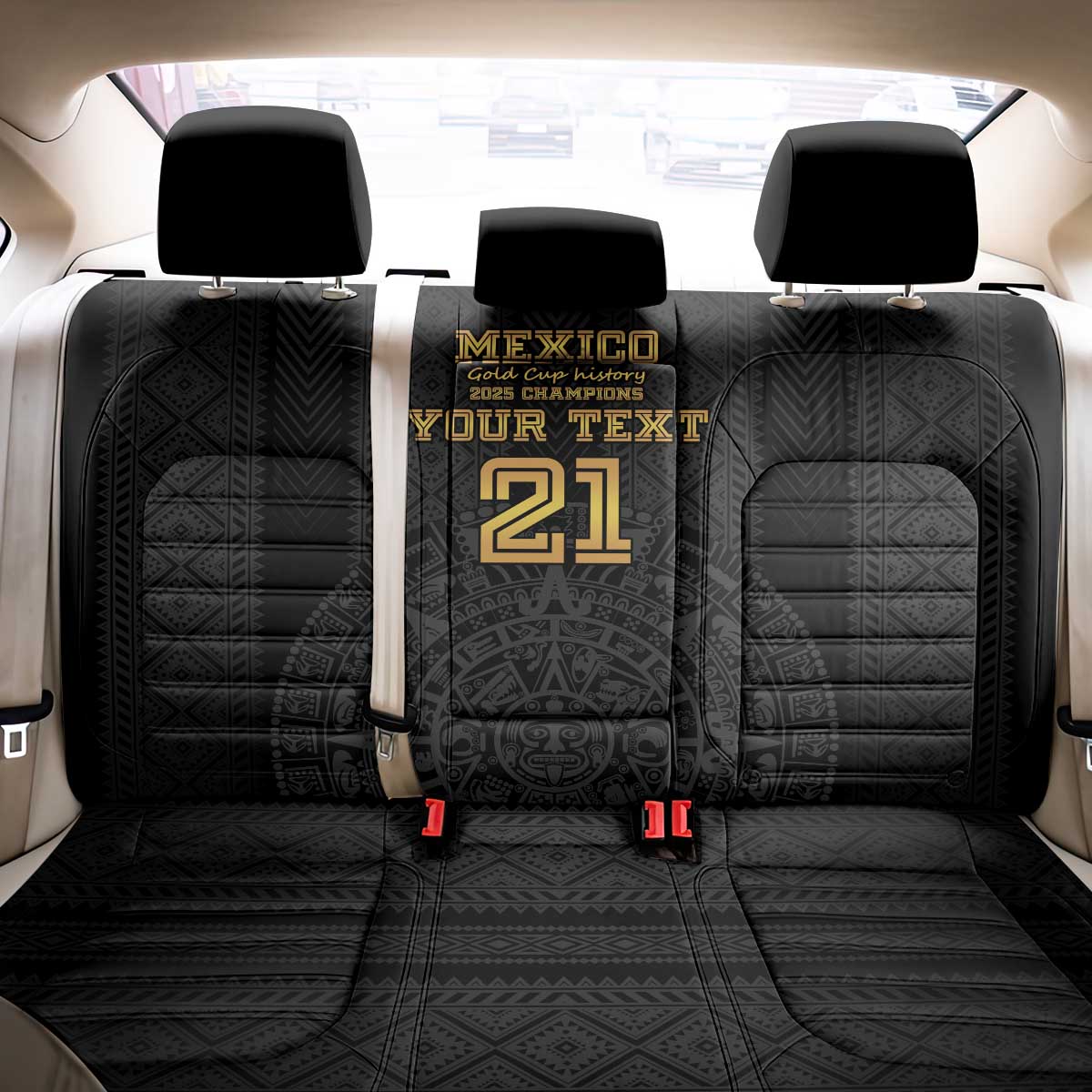 Mexico Football Custom Back Car Seat Cover Mexico's Make History 2025 Gold Style - Wonder Print Shop