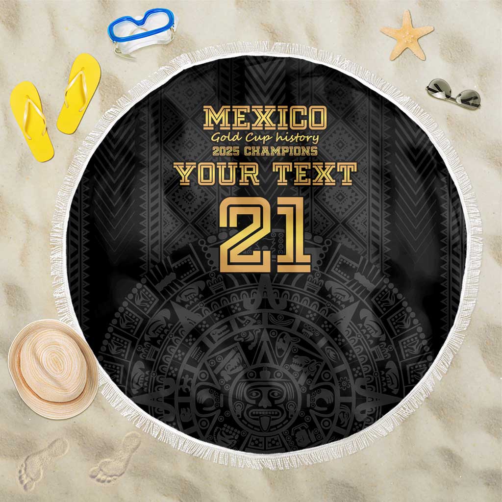 Mexico Football Custom Beach Blanket Mexico's Make History 2025 Gold Style - Wonder Print Shop