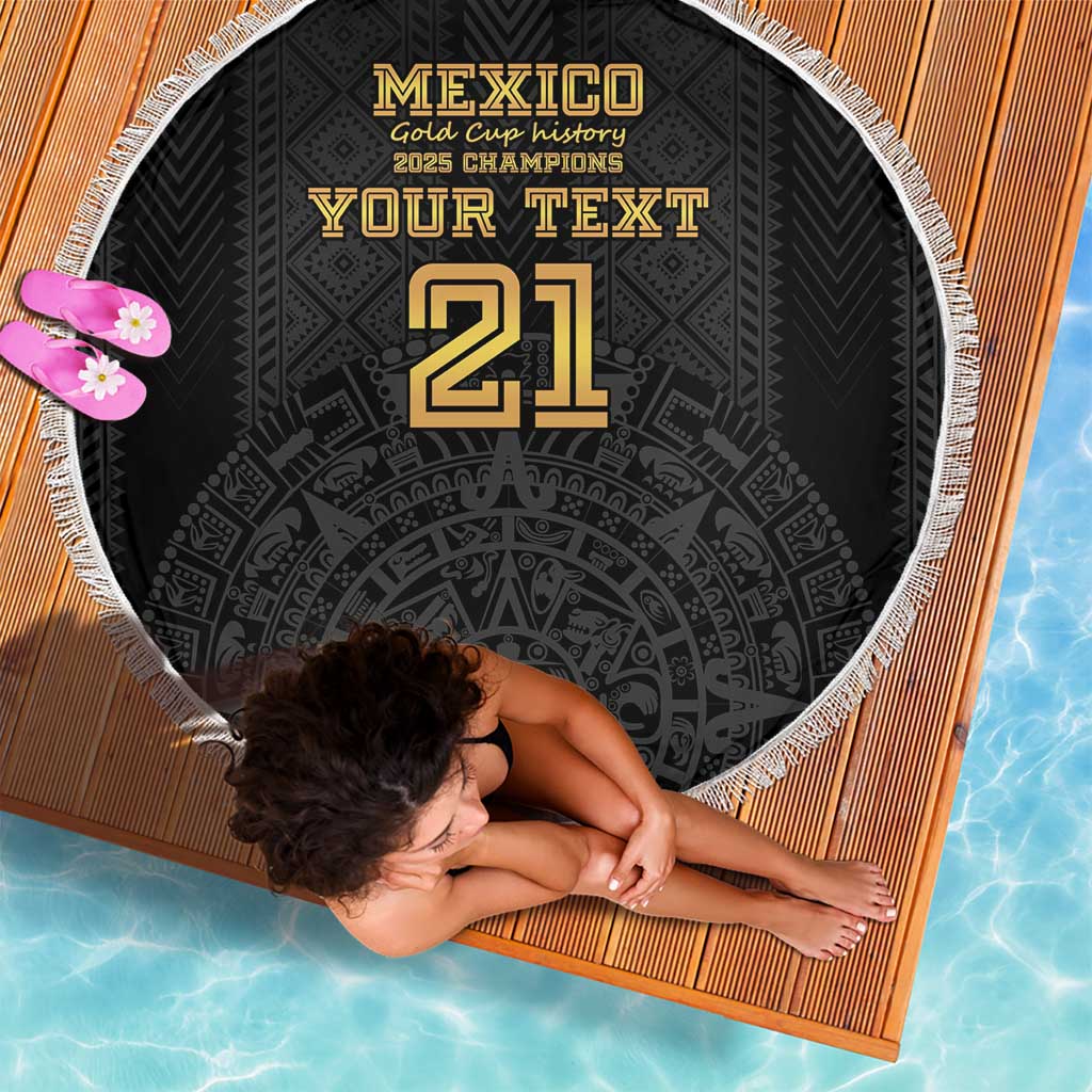Mexico Football Custom Beach Blanket Mexico's Make History 2025 Gold Style - Wonder Print Shop