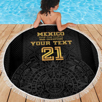 Mexico Football Custom Beach Blanket Mexico's Make History 2025 Gold Style - Wonder Print Shop