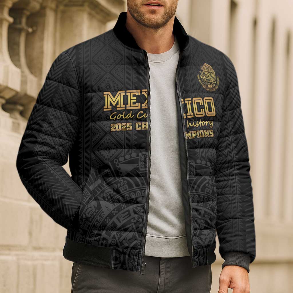 Mexico Football Custom Bomber Puffer Jacket Mexico's Make History 2025 Gold Style - Wonder Print Shop
