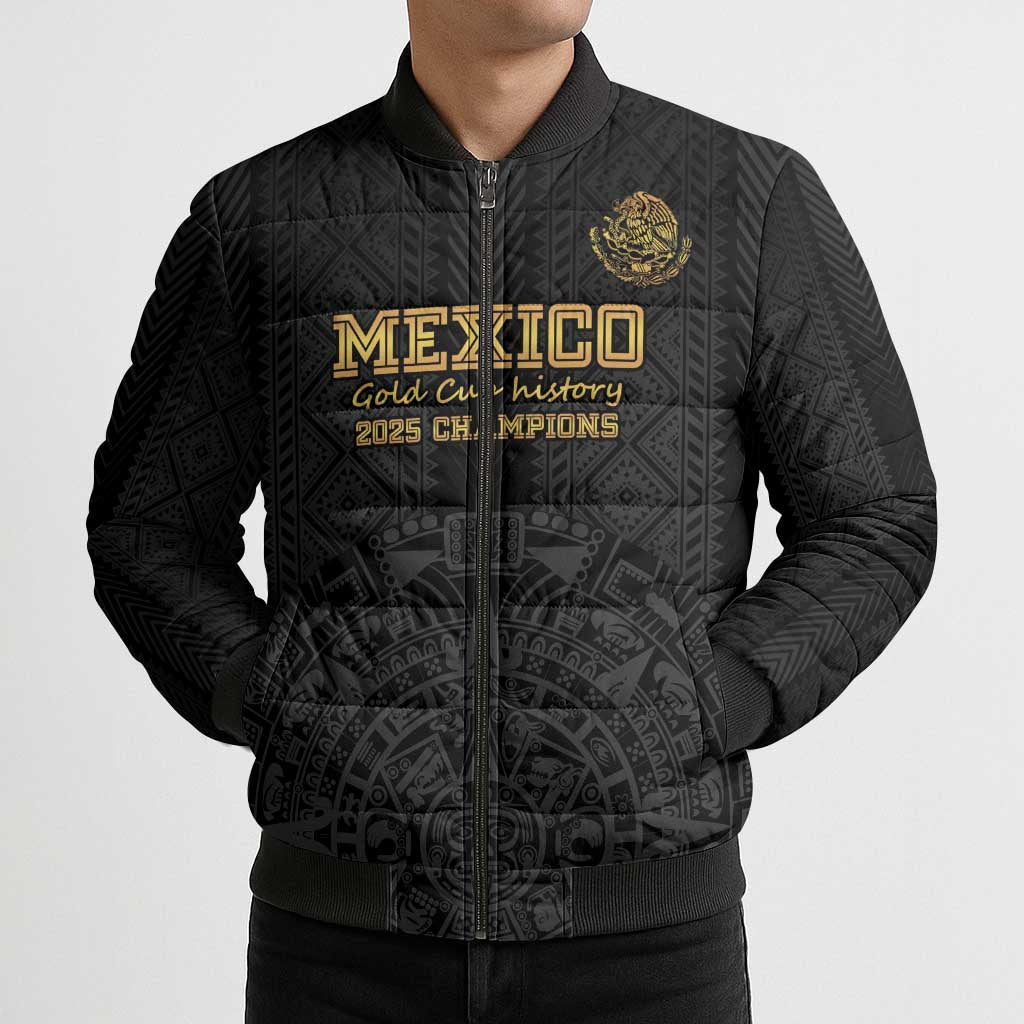 Mexico Football Custom Bomber Puffer Jacket Mexico's Make History 2025 Gold Style - Wonder Print Shop