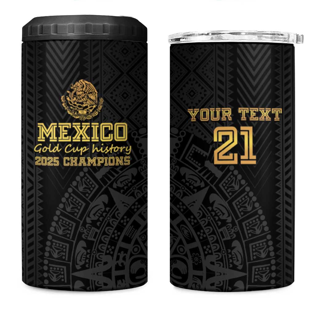 Mexico Football Custom 4 in 1 Can Cooler Tumbler Mexico's Make History 2025 Gold Style - Wonder Print Shop