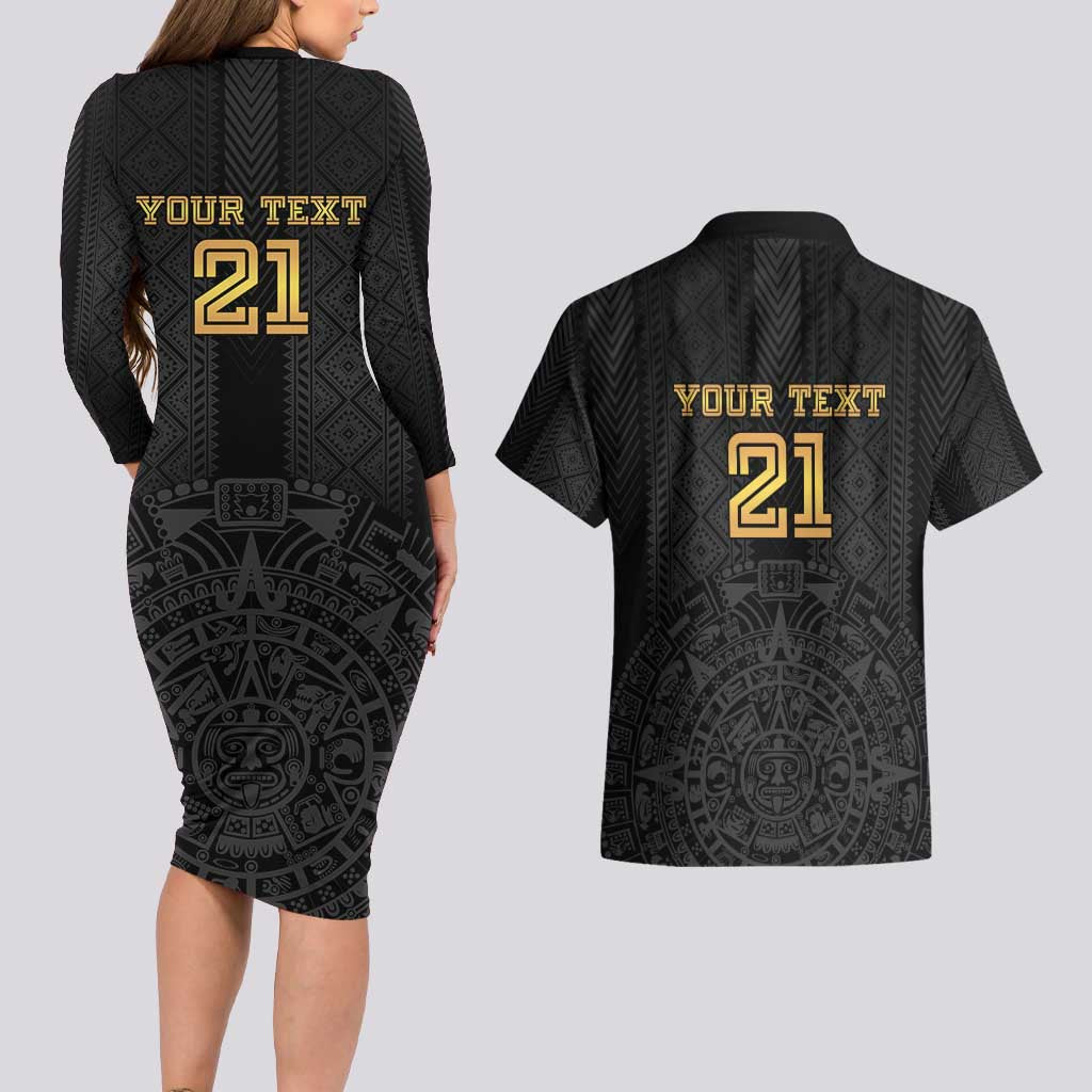 Mexico Football Custom Couples Matching Long Sleeve Bodycon Dress and Hawaiian Shirt Mexico's Make History 2025 Gold Style - Wonder Print Shop