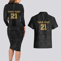 Mexico Football Custom Couples Matching Long Sleeve Bodycon Dress and Hawaiian Shirt Mexico's Make History 2025 Gold Style - Wonder Print Shop