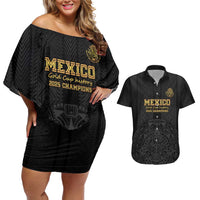 Mexico Football Custom Couples Matching Off Shoulder Short Dress and Hawaiian Shirt Mexico's Make History 2025 Gold Style - Wonder Print Shop