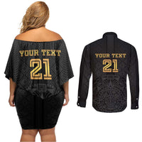 Mexico Football Custom Couples Matching Off Shoulder Short Dress and Long Sleeve Button Shirt Mexico's Make History 2025 Gold Style - Wonder Print Shop
