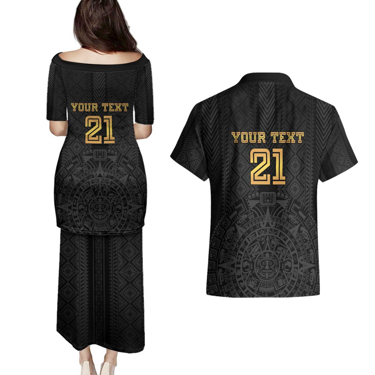 Mexico Football Custom Couples Matching Puletasi and Hawaiian Shirt Mexico's Make History 2025 Gold Style - Wonder Print Shop