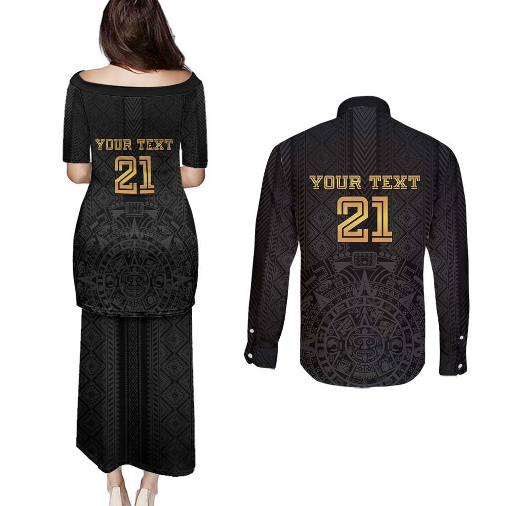 Mexico Football Custom Couples Matching Puletasi and Long Sleeve Button Shirt Mexico's Make History 2025 Gold Style - Wonder Print Shop