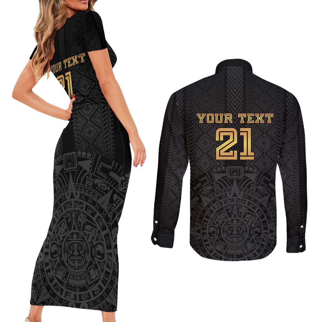 Mexico Football Custom Couples Matching Short Sleeve Bodycon Dress and Long Sleeve Button Shirt Mexico's Make History 2025 Gold Style - Wonder Print Shop