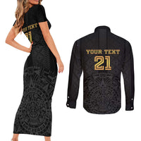 Mexico Football Custom Couples Matching Short Sleeve Bodycon Dress and Long Sleeve Button Shirt Mexico's Make History 2025 Gold Style - Wonder Print Shop