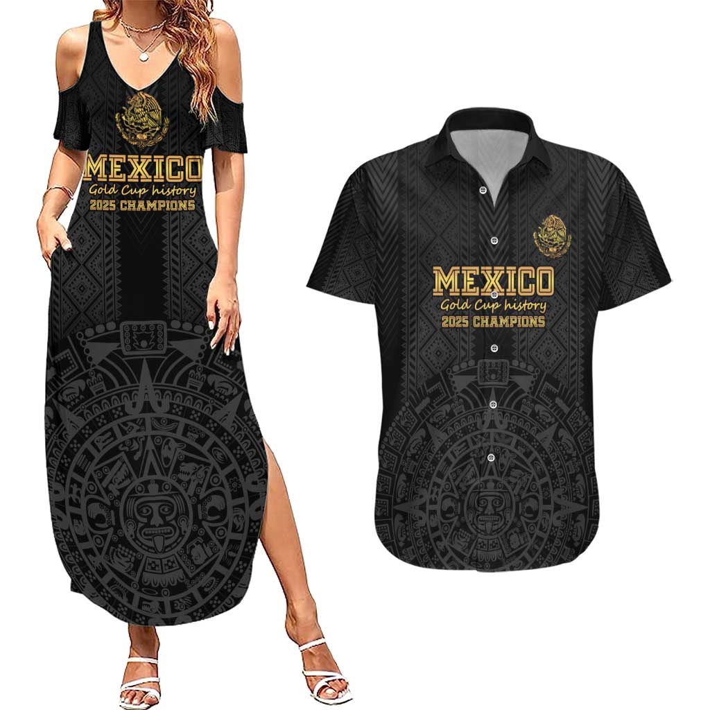 Mexico Football Custom Couples Matching Summer Maxi Dress and Hawaiian Shirt Mexico's Make History 2025 Gold Style - Wonder Print Shop