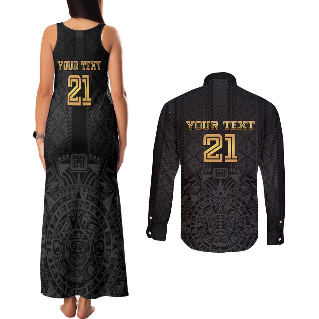 Mexico Football Custom Couples Matching Tank Maxi Dress and Long Sleeve Button Shirt Mexico's Make History 2025 Gold Style - Wonder Print Shop