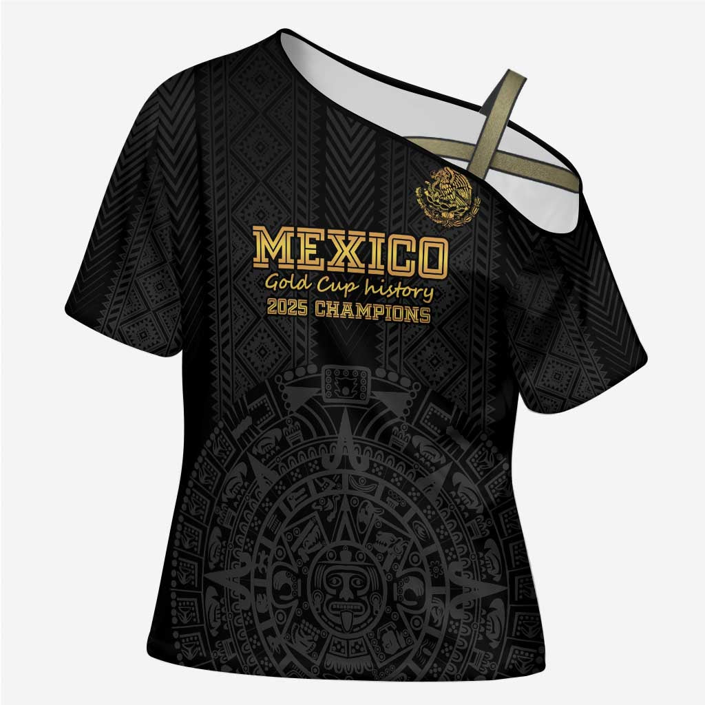 Mexico Football Custom Cross Shoulder Shirt Mexico's Make History 2025 Gold Style - Wonder Print Shop