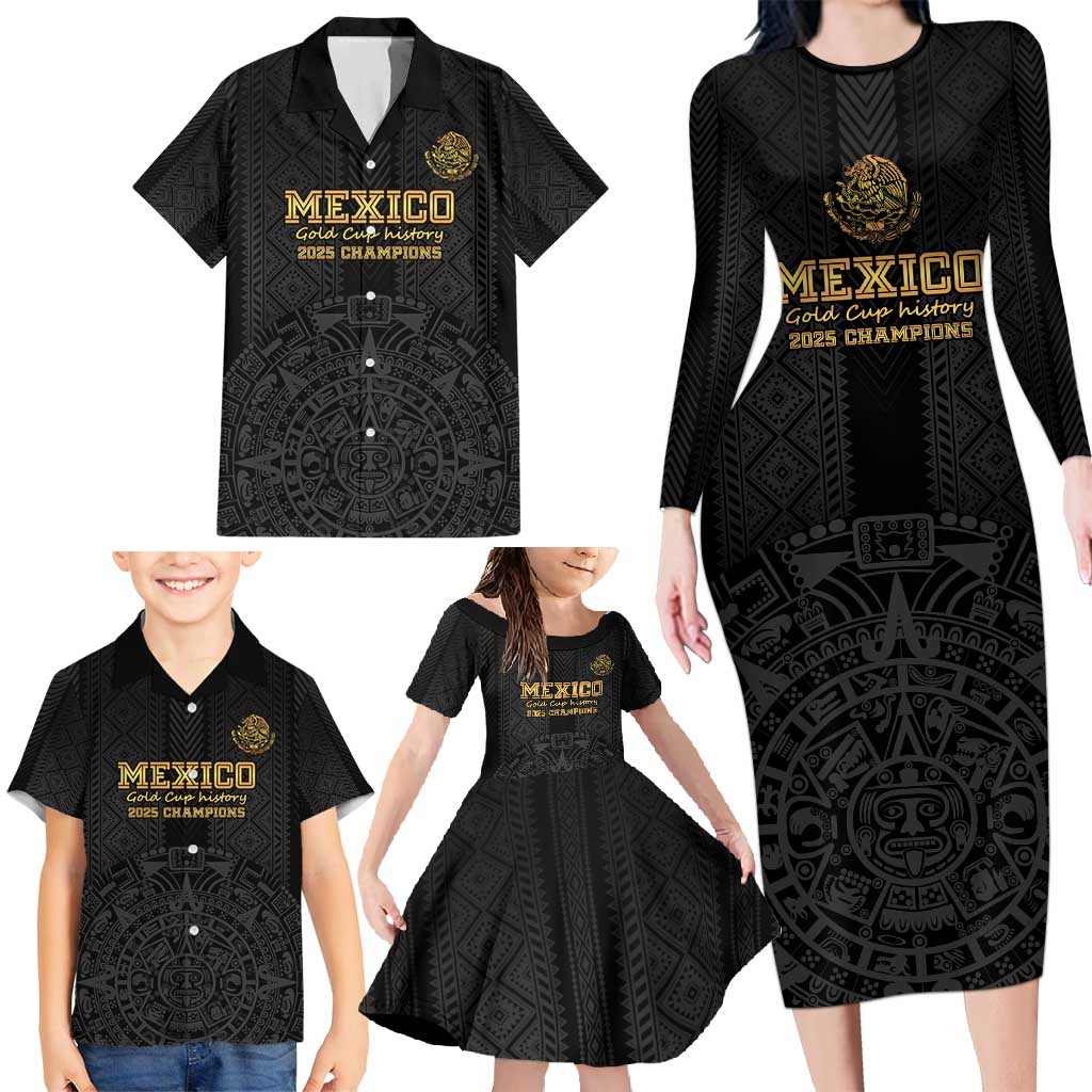 Mexico Football Custom Family Matching Long Sleeve Bodycon Dress and Hawaiian Shirt Mexico's Make History 2025 Gold Style - Wonder Print Shop