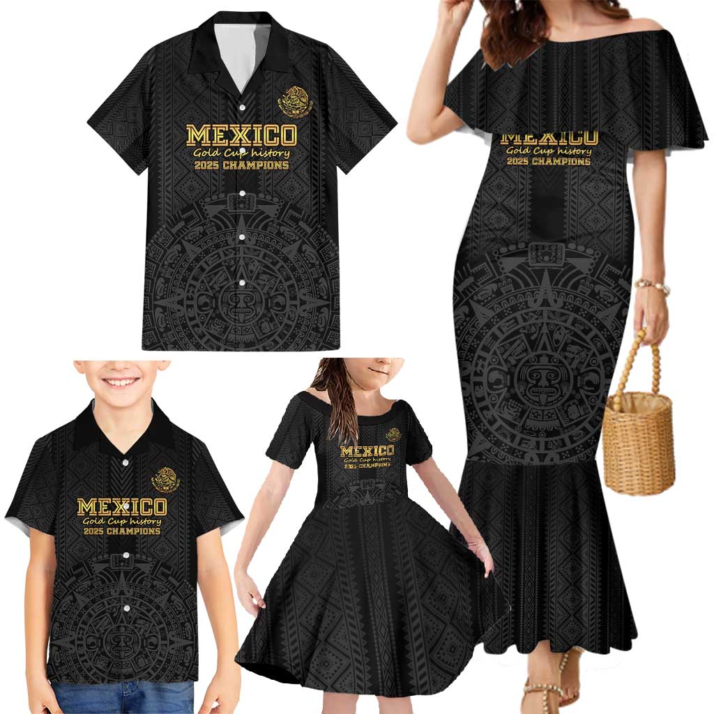 Mexico Football Custom Family Matching Mermaid Dress and Hawaiian Shirt Mexico's Make History 2025 Gold Style - Wonder Print Shop