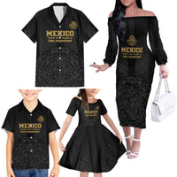 Mexico Football Custom Family Matching Off The Shoulder Long Sleeve Dress and Hawaiian Shirt Mexico's Make History 2025 Gold Style - Wonder Print Shop