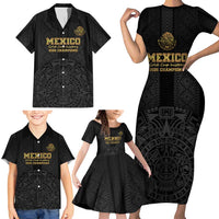 Mexico Football Custom Family Matching Short Sleeve Bodycon Dress and Hawaiian Shirt Mexico's Make History 2025 Gold Style - Wonder Print Shop